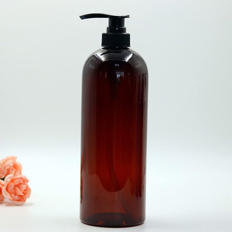 woobles Lotion Pump Bottles, 3pcs 8 oz Plastic Refillable Bottles, Amber PET Lotion Containers for Shampoo, Lotions, Liquid Body Soap, Creams - Image 3
